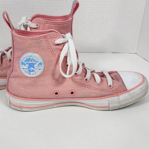 Kids Classic Converse All Stars High Tops … Pink Glittery 4.5 - Picture 5 of 5